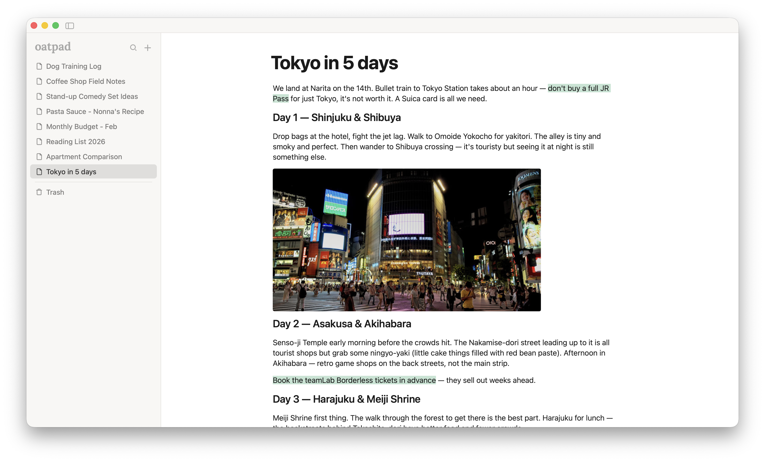 oatpad light mode screenshot